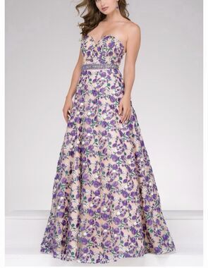 plus size formal dresses floor length La Femme Women's A-line Tulle and Lace Plus Size Gown with Slit - Blue